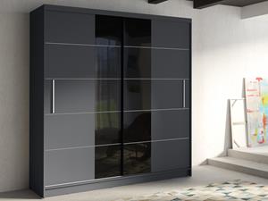 Mobistoxx Kledingkast BRONNY 2 deuren 200n cm grijs/zwart