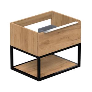 Thebalux Type onderbouwkast 60x45x50cm opbouwgreep chroom 1 softclose lades standaard greep MDF/spaanderplaat/metaal carbon wood 1TY60436CW-NC