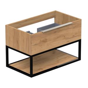 Thebalux Type onderbouwkast 80x45x50cm opbouwgreep RVS 1 softclose lades standaard greep MDF/spaanderplaat/metaal carbon wood 1TY80436CW-NR