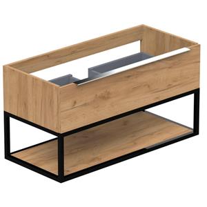 Thebalux Type onderbouwkast 100x45x50cm opbouwgreep chroom 1 softclose lades standaard greep MDF/spaanderplaat/metaal nebraska eiken 1TY100436NE-NC