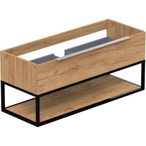 Thebalux Type onderbouwkast 120x45x50cm 1x uitsparing opbouwgreep RVS 1 softclose lade standaard greep MDF/spaanderplaat/metaal mat antraciet 1TY120436MA-NR