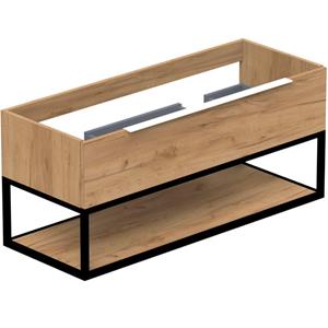 Thebalux Type Onderbouwkast - 120x45x50cm - 2 uitsparingen - opbouwgreep - wit mat softclose lade - MDF/spaanderplaat/metaal mat antraciet 1TY120437MA-NW