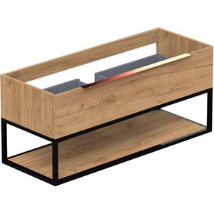 Thebalux Type onderbouwkast 120x45x50cm 1x uitsparing opbouwgreep koper 1 softclose lade standaard greep MDF/spaanderplaat/metaal nebraska eiken 1TY120436NE-NK