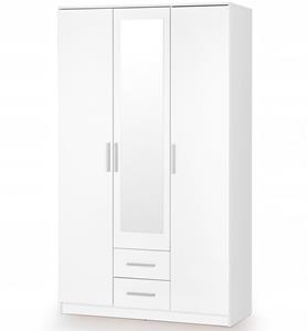 Home Style Kledingkast Lima 120 cm breed hoogglans wit met spiegeldeur