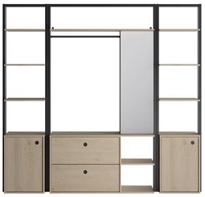 Gamillo Furniture Open kledingkast Duplex 211 cm breed in naturel kastanjehout
