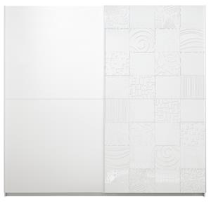 Pesaro Mobilia Schuifdeurkast Perez 220 cm breed in mat wit met hoogglans wit