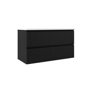 Adema Prime Blend Wastafelonderkast - 100x55x44.9cm - 2 lades - geintegreerde greep - MDF - mat zwart ARES_100_Matt Black