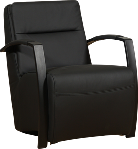 ShopX Leren fauteuil arrival 123 zwart, zwart leer, zwarte stoel