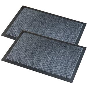 Wicotex 2x stuks deurmatten/schoonloopmatten Faro zwart grijs x 60 cm -