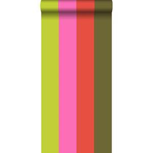 Esta Home ESTAhome behang strepen limegroen en roze - 116521 - 53 cm x 10,05 m