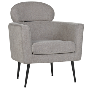 Beliani - Sessel mit Kopfstütze für Wohnzimmer Sitzgelegenheiten mit Glam Design Stoffpolsterung Schwarze Beine Taupe Soby - Grau
