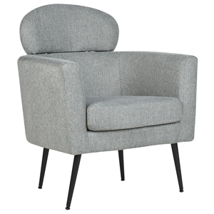 beliani Sessel mit Kopfstütze für Wohnzimmer Sitzgelegenheiten mit Glam Design Stoffpolsterung Schwarze Beine Grau Soby - Grau