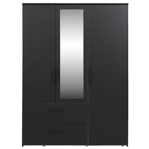 Leen Bakker Kledingkast Orleans 3 deurs - zwart - 201x145x58 cm