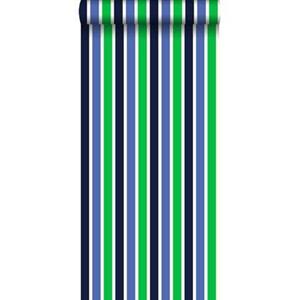 Esta Home ESTAhome behang strepen marine blauw en groen - 115819 - 53 cm x 10,05