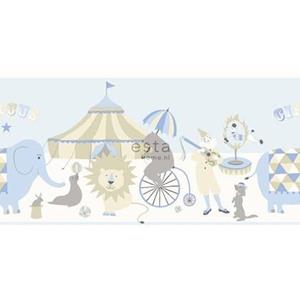 Esta Home ESTAhome behangrand circus figuren lichtblauw, beige en wit - 178701 -