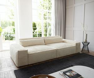 DELIFE Big-Sofa Sirpio XL 270x130 cm Plüschcord Beige