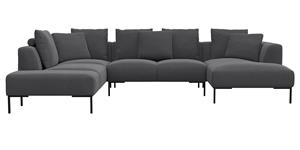 FLEXLUX Ecksofa "Sava", Schwarze Metallfüße, mit losen Rückenkissen, Luxuriöses Sitzkomfort