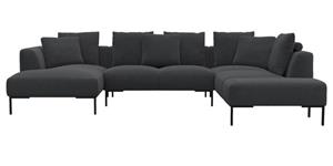 FLEXLUX Ecksofa Sava, Schwarze Metallfüße, mit losen Rückenkissen, Luxuriöses Sitzkomfort