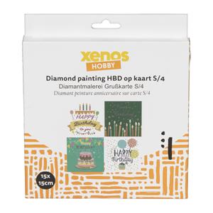 Xenos Diamond paint - verjaardagskaarten - set van 4