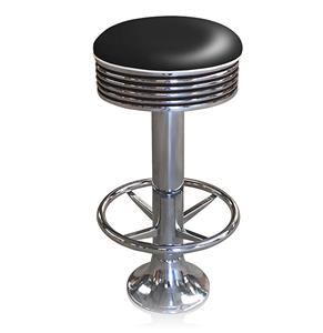 Fiftiesstore Bar stool BS-27 Black with footring-Hout