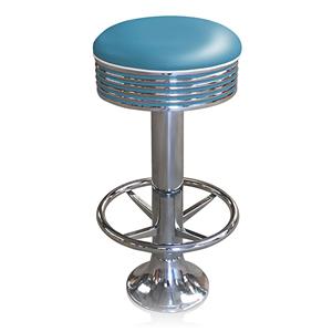 Fiftiesstore Bar stool BS-27 Blue with footring-Hout