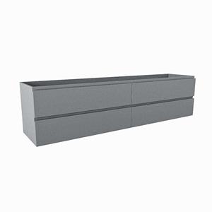 Mondiaz HAY wastafelonderkast - 200x45x50cm - 4 lades - uitsparing midden - softclose - Plata M45186Plata