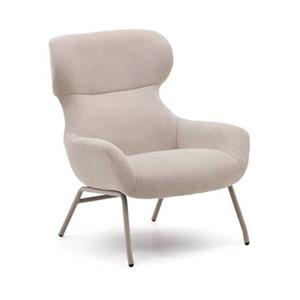 Kave Home  Belina-fauteuil van beige chenille en staal met witte