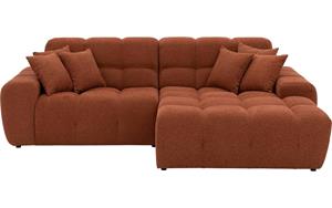 Goossens Excellent Bank Kubus - 30 X 30 Cm Stiksel oranje, stof, 1,5-zits, modern design met chaise longue rechts