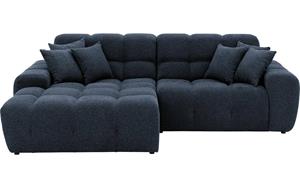 Goossens Excellent Bank Kubus - 30 X 30 Cm Stiksel zwart, stof, 1,5-zits, modern design met chaise longue links