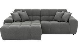 Goossens Excellent Bank Kubus - 30 X 30 Cm Stiksel grijs, stof, 1,5-zits, modern design met chaise longue links