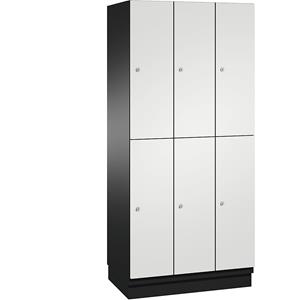 C+P CAMBIO Fächerschrank mit Garderobenstange, 6 Fächer, Korpus schwarzgrau / Tür lichtgrau, Breite 900 mm