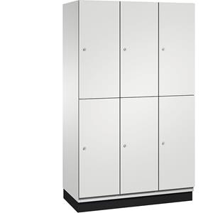 C+P CAMBIO Fächerschrank mit Garderobenstange, 6 Fächer, Korpus lichtgrau / Tür lichtgrau, Breite 1200 mm