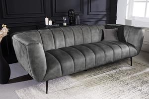 Invicta Interior Sofa Noblesse 225cm Fluweel grijs zwart/ 41248
