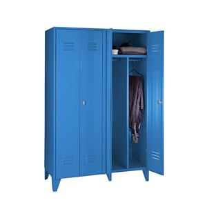 Wolf Stalen kledingkast, 2 hoge vakken, deuren met sleuven, lichtblauw, vakbreedte 1200 mm