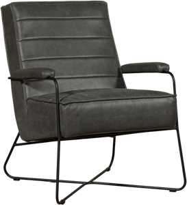 ShopX Leren stock fauteuil faith 113 grijs, grijs leer, grijze stoel