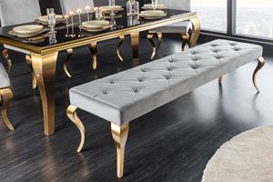 Invicta Interior bank MODERN BAROCK 175cm grijs fluweel goud roestvrij staal - 43385