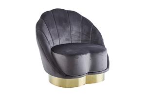 WOONENZO Schelp fauteuil Iona - velvet - grijs