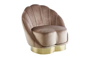 WOONENZO Schelp fauteuil Iona - velvet - bruin