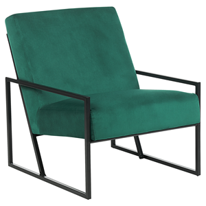beliani Sessel Smaragdgrün Samt mit Schwarzem Metallgestell Niedrige Armlehnen Modern Relaxsessel Loungesessel für Wohnzimmer Ausstattung Sitzmöbel