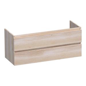 Saniclass Solution Wastafelonderkast - 120x39x50cm - 2 softclose greeploze lades - 1 sifonuitsparing - hout - white oak OK-MES1201WO