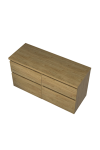 Proline Top wastafelonderkast met 4 laden asymmetrisch en afdekplaat 120 x 46 x 60 cm, ideal oak