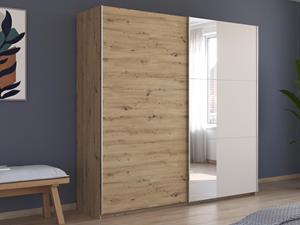 Mobistoxx Kledingkast MANOZA 2 schuifdeuren 218 cm artisan eik/beige met spiegel