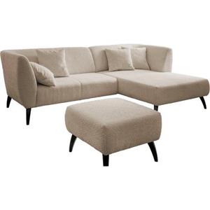 INOSIGN Ecksofa "Colori", Holzfußfarbe wählbar, inkl. 4x Zierkissen, verschiedene Stoffe