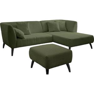 INOSIGN Ecksofa "Colori", Holzfußfarbe wählbar, inkl. 4x Zierkissen, verschiedene Stoffe