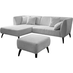 INOSIGN Ecksofa "Colori", Holzfußfarbe wählbar, inkl. 4x Zierkissen, verschiedene Stoffe