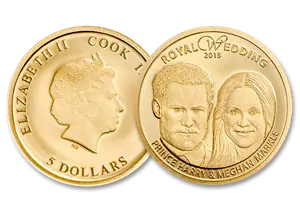 Munt-Online 5 Dollar Gouden Royal Wedding munt Harry and Meghan