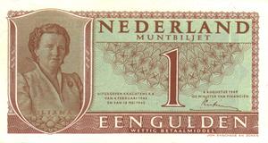 Muntbiljet 1 gulden 1949 Juliana Zeer Fraai
