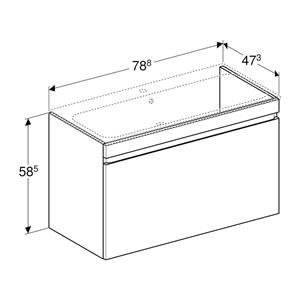 Geberit Renova Plan wastafelonderkast 78,8 cm met 1 lade, lava