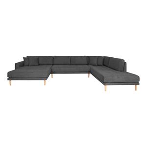 ebuy24 Sofa Lido Usofa links gewendet mit 4 Kissen hellgrau.