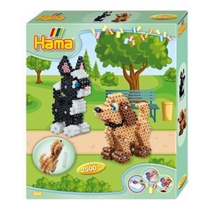 DAN Hama 3253 - Geschenkpackung 3D Hund und Katze, ca. 2500 Midi-Bügelperlen, Stiftplatte und Zubehör